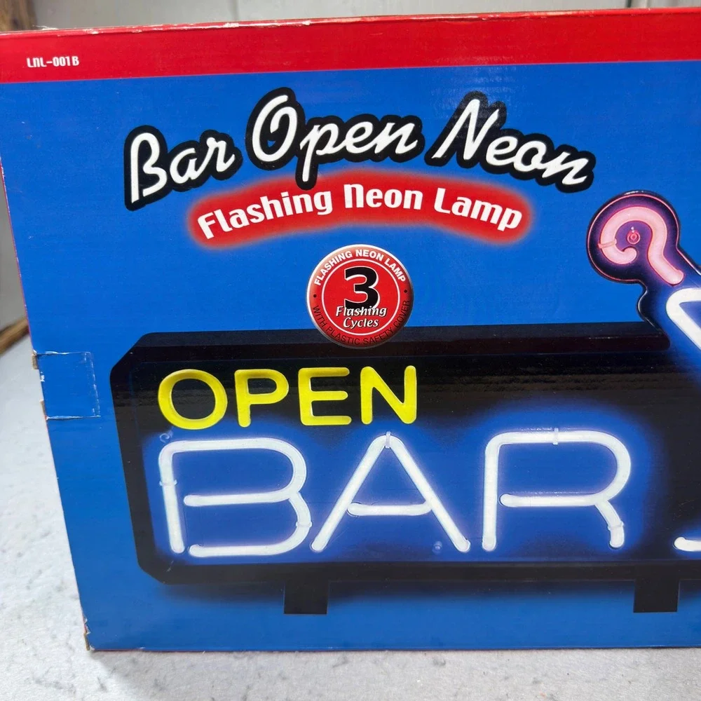 Vintage Neon Open Bar Sign Light Cocktail Martini, Nostalgia